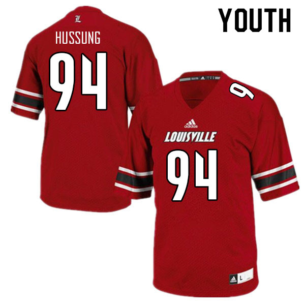 Youth #94 Cole Hussung Louisville Cardinals College Football Jerseys Sale-Red - Click Image to Close